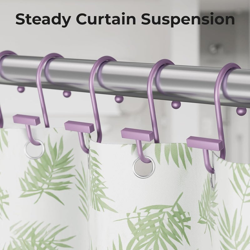 Bathway Purple Shower Curtain Hooks, Shower Curtain Rings Rust Proof, 12PCS Shower Hooks for Shower Curtain, T-Bar Design Convenient Elegant Shower Curtain Hangers for Bathroom Kitchen Wardrobe - Image 5